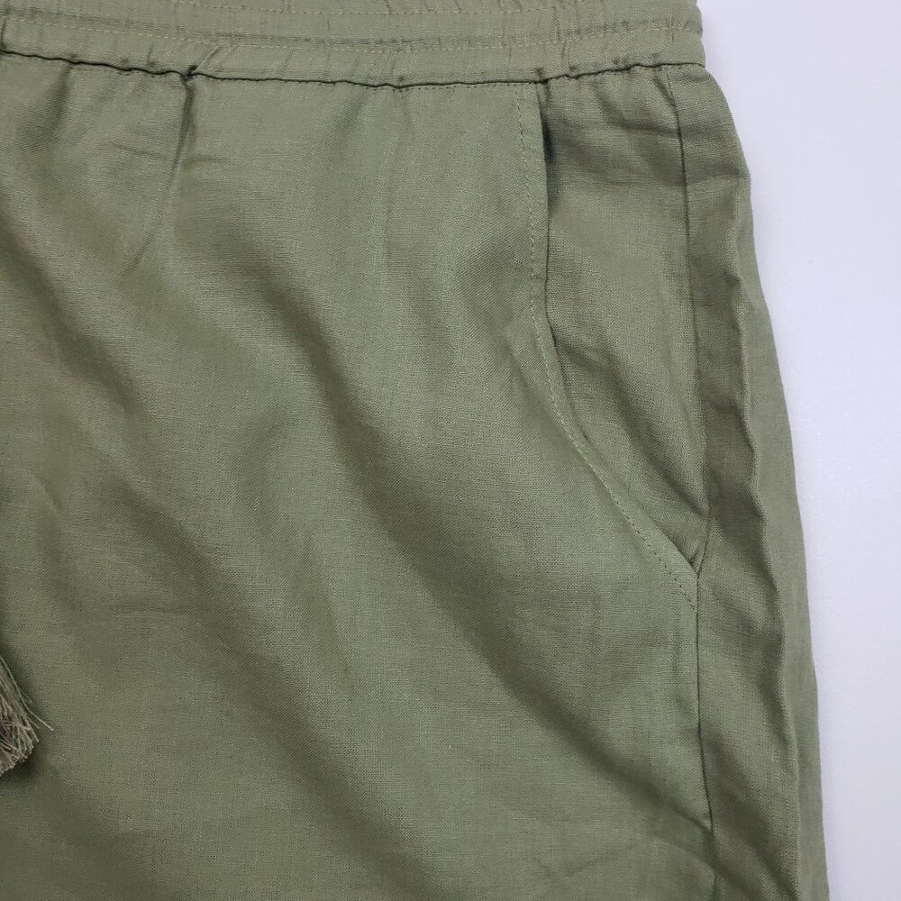 Andie Swim The Graciosa Short Women's XL Ivy Green Linen Blend Tassel Ties NWT - Picture 12 of 16
